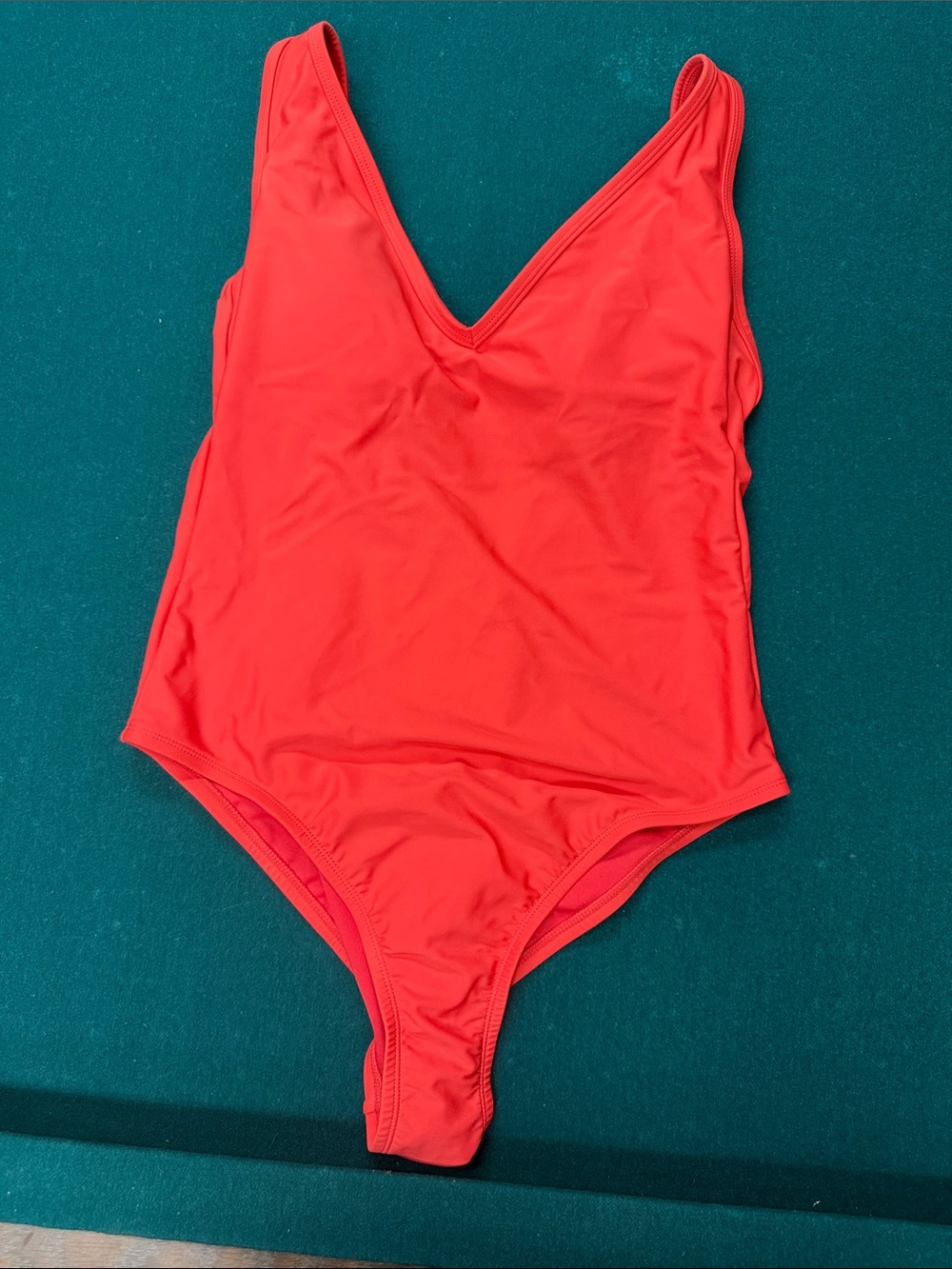 Kona Sol Bright Red V-Neck One-Piece Swimsuit